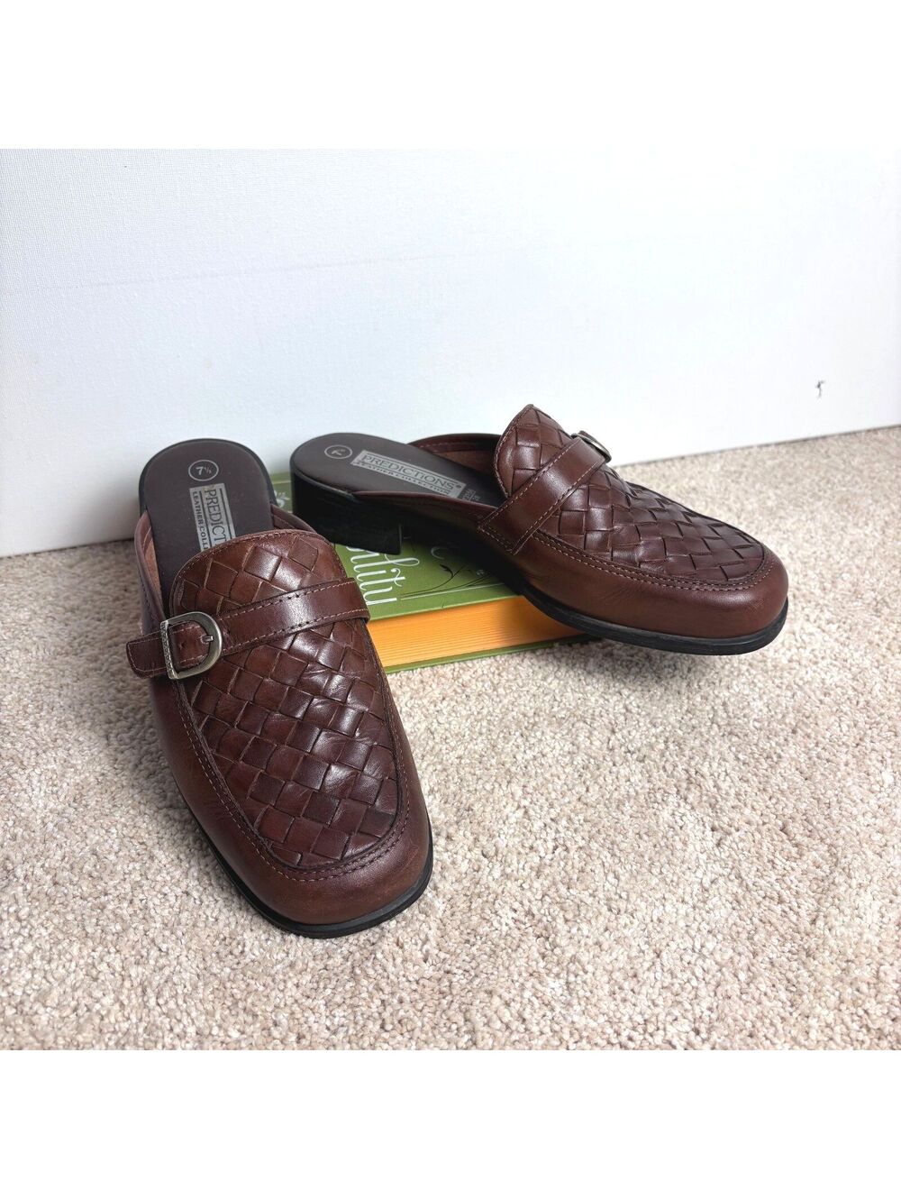 Predictions Woven Leather Flat Mules 7.5